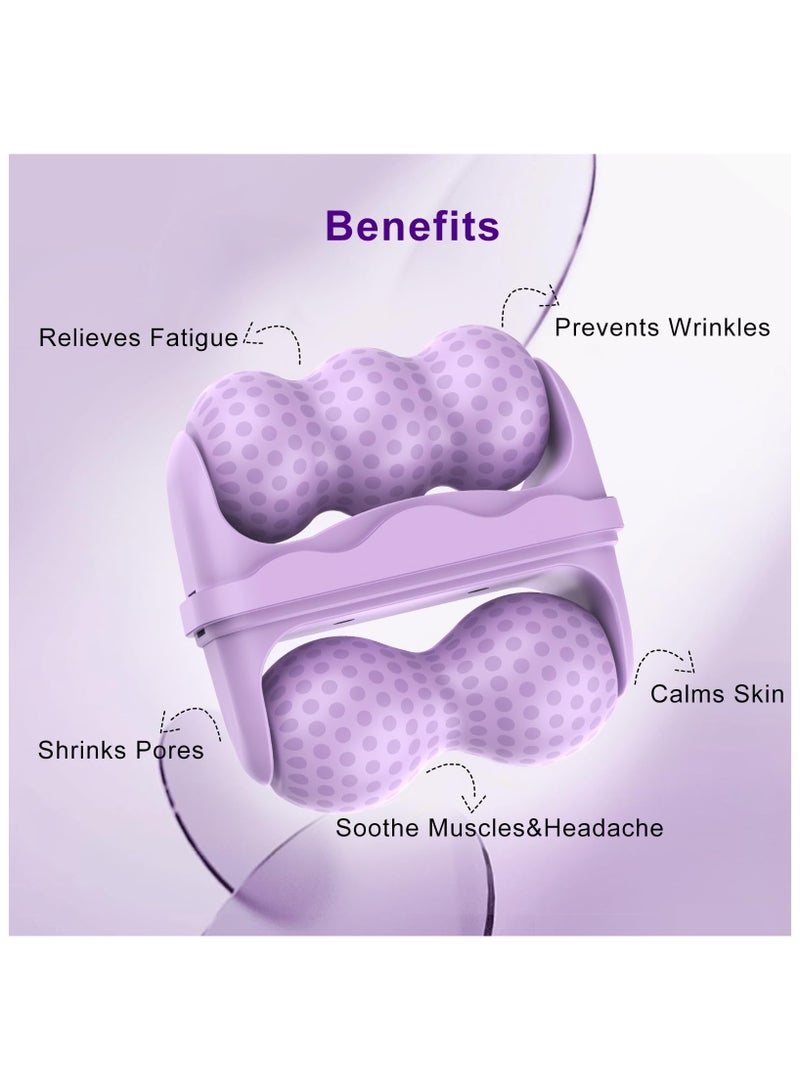 Loquat Ice Roller for Face and Eyes - Facial Skin Care Tools with 2 in 1 Face Roller and Travel Case, Self Care Gift for Men Women (Purple) - Image 2