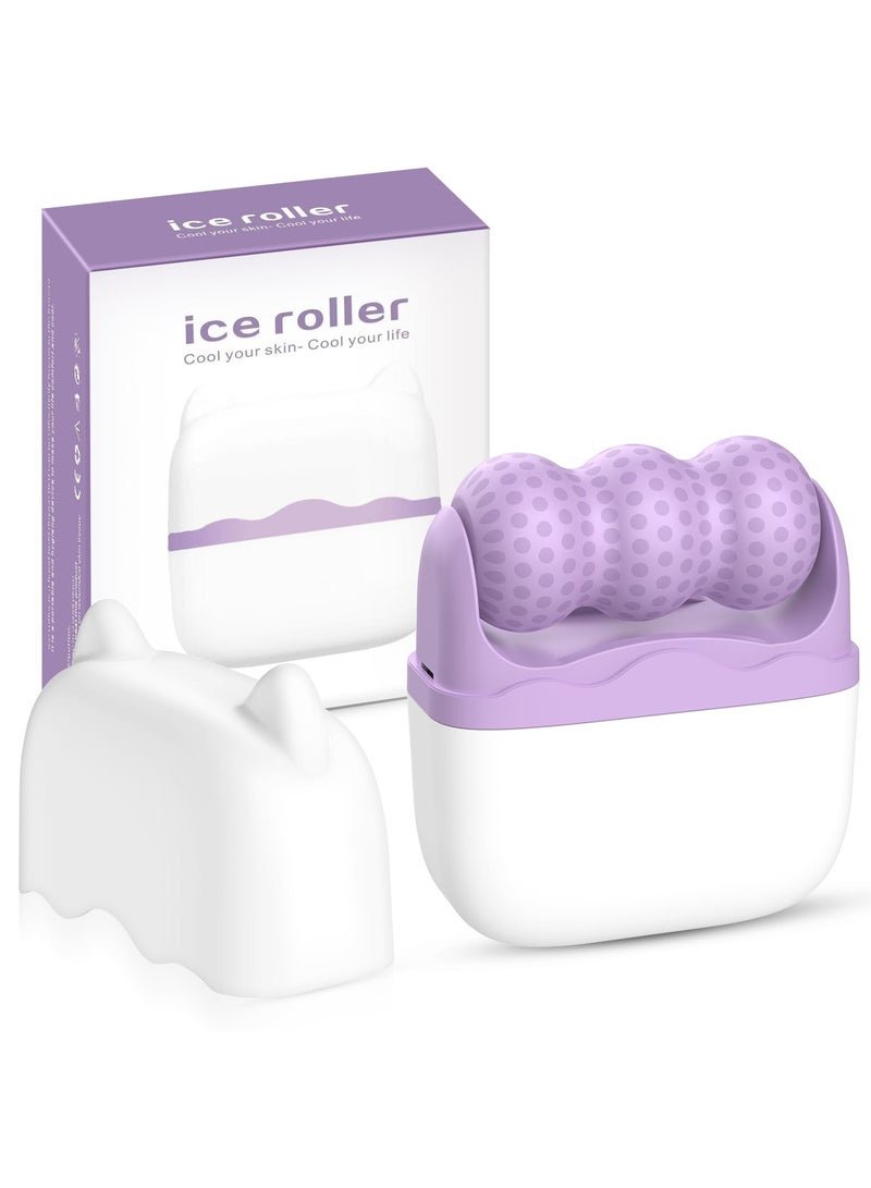 Loquat Ice Roller for Face and Eyes - Facial Skin Care Tools with 2 in 1 Face Roller and Travel Case, Self Care Gift for Men Women (Purple) - Image 1