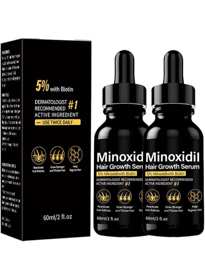 EELHOE 5% Minoxidil Serum for Men Women,60ml Minoxidil for Women Men HairGrowth Minoxidil for Men Beard Growth Serum,Promotes hair Growth,Helps Prevent hair Fall and Loss (2pcs 60ml) - Image 1