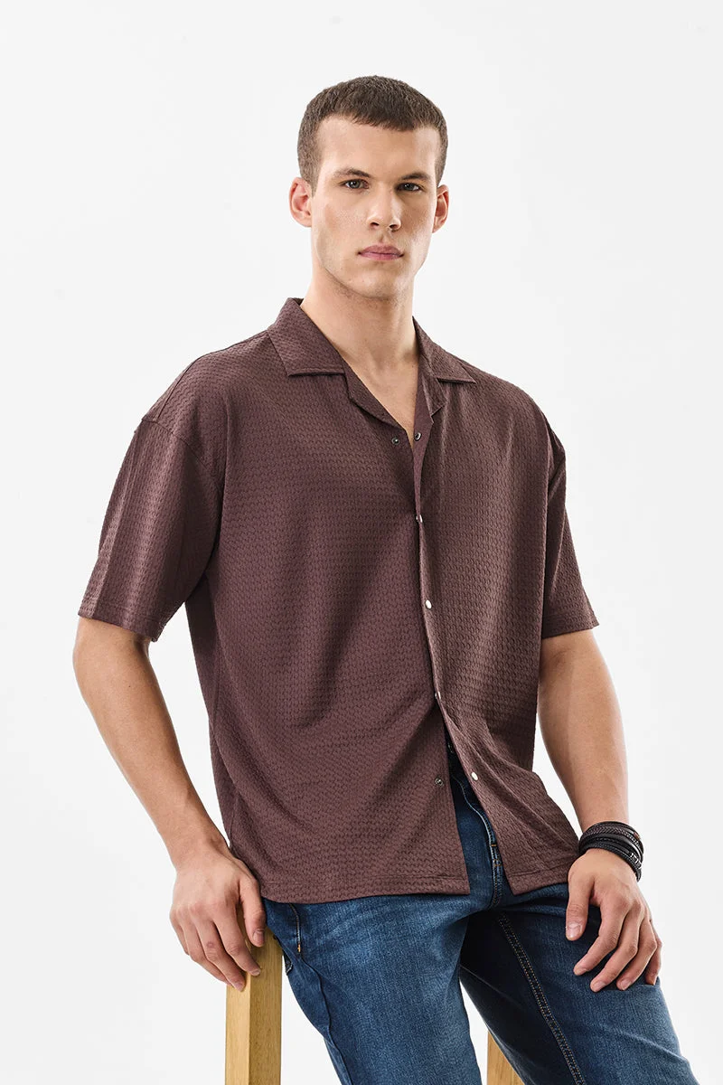 SNITCH Snap Button Self-Design Box Fit Shirt