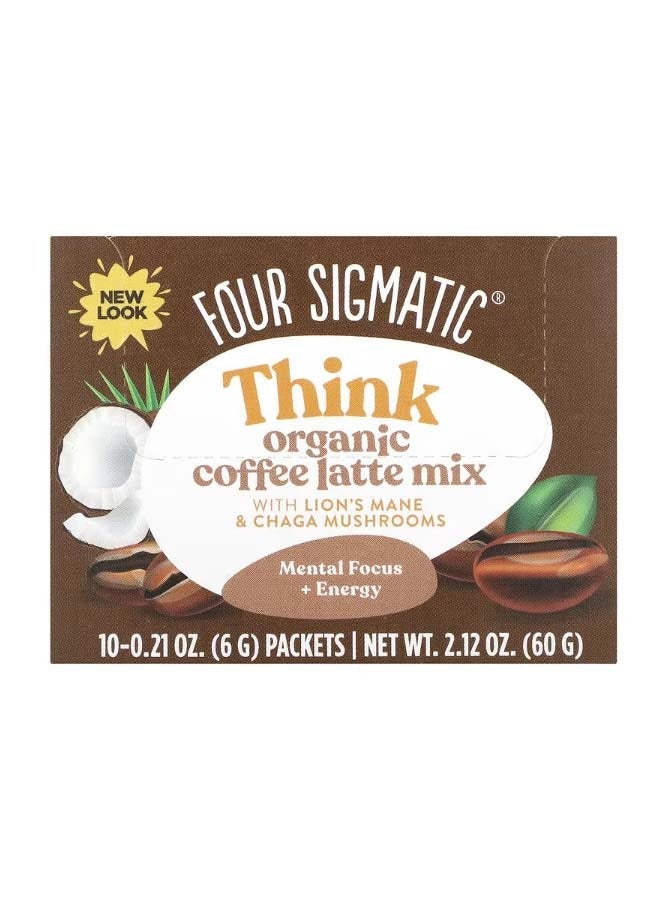 Four Sigmatic Think Organic Coffee Latte Mix with Lions Mane And Chaga Mushrooms 10 Packets 0.21 oz 6 g Each - Image 1