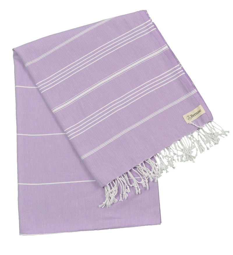 Bersuse Towels Anatolia XL Beach Blanket Throw Blanket Turkish Towel 100% Cotton Extra-Large Quick-Dry Lightweight Premium Peshtemal Towel - 61x82 Inches, Lilac - Image 4