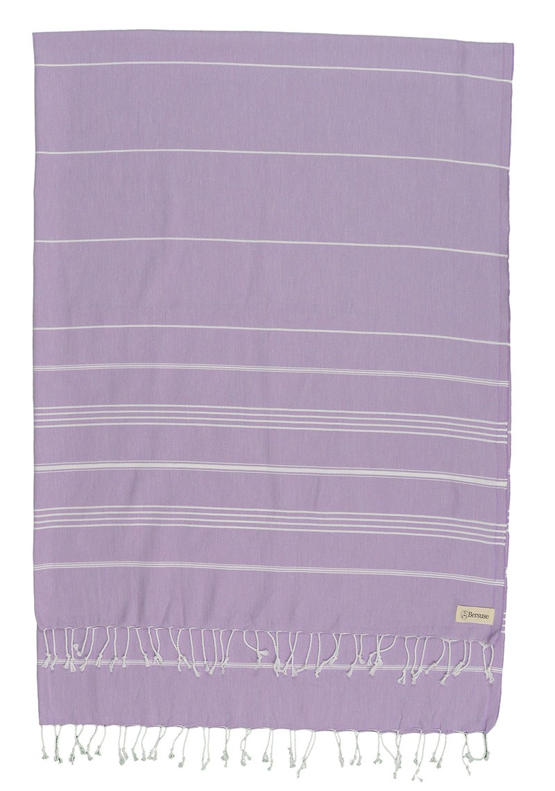 Bersuse Towels Anatolia XL Beach Blanket Throw Blanket Turkish Towel 100% Cotton Extra-Large Quick-Dry Lightweight Premium Peshtemal Towel - 61x82 Inches, Lilac - Image 1