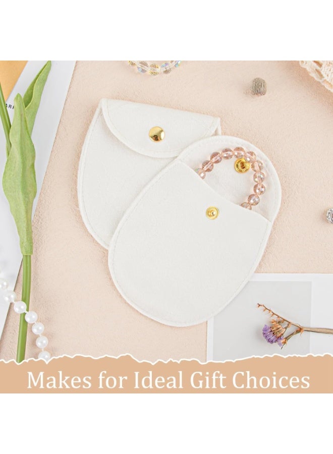 NANAO 24 Pcs Microfiber Jewelry Pouch with Snap Button, Velvet Paper Gift Bags, Oval Packaging for Necklace, Bracelet, Small Gifts, Party Favors, Travel Storage - Image 2