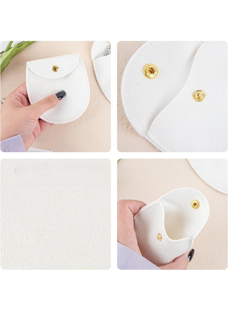 NANAO 24 Pcs Microfiber Jewelry Pouch with Snap Button, Velvet Paper Gift Bags, Oval Packaging for Necklace, Bracelet, Small Gifts, Party Favors, Travel Storage - Image 5