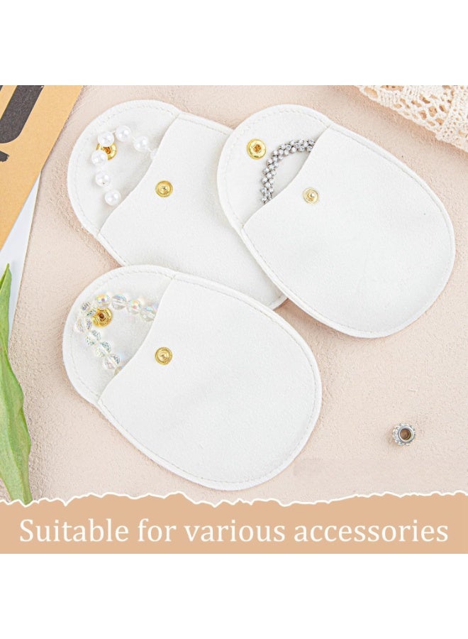 NANAO 24 Pcs Microfiber Jewelry Pouch with Snap Button, Velvet Paper Gift Bags, Oval Packaging for Necklace, Bracelet, Small Gifts, Party Favors, Travel Storage - Image 4