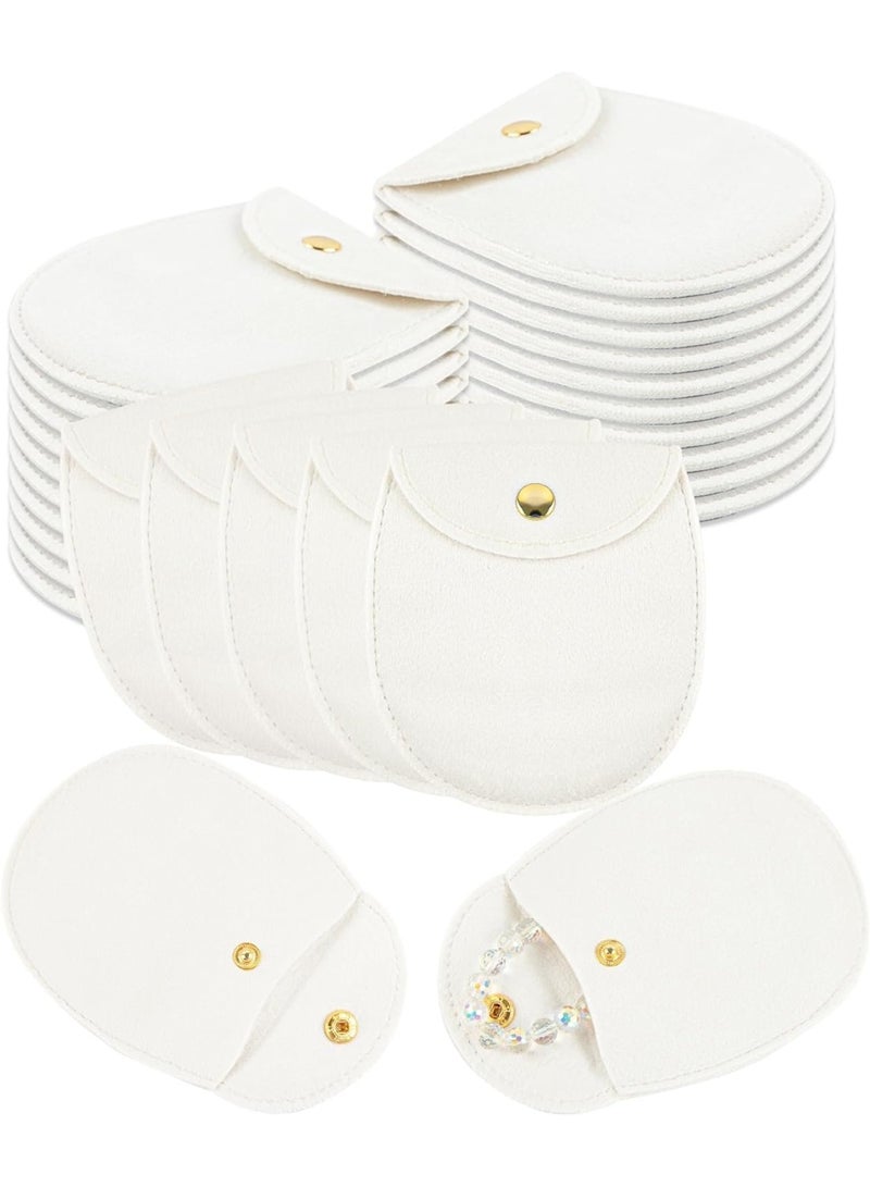 NANAO 24 Pcs Microfiber Jewelry Pouch with Snap Button, Velvet Paper Gift Bags, Oval Packaging for Necklace, Bracelet, Small Gifts, Party Favors, Travel Storage - Image 1