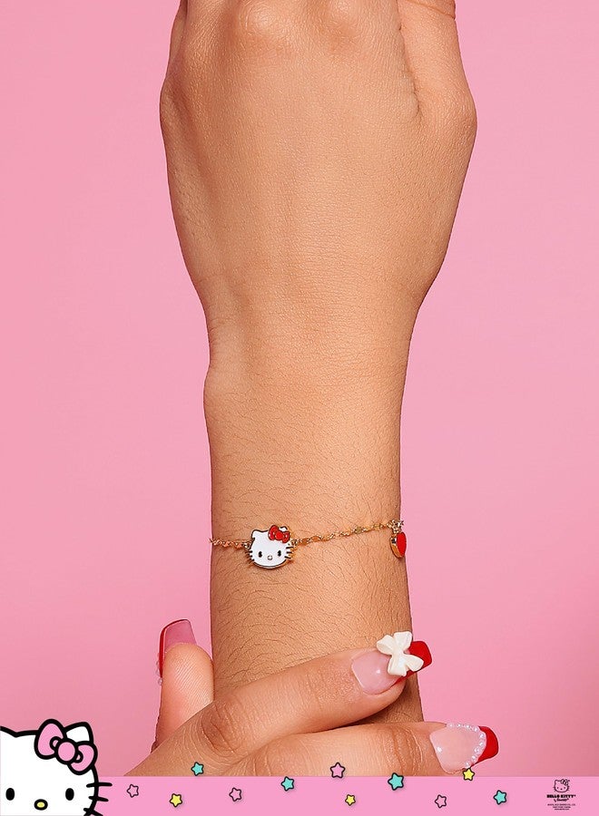 هالو كيتي سوار هيلو كيتي نسائي من سانريو، مرخص رسميًا، بطول 6.5 بوصة + 1 بوصة، مطلي بالذهب. - Image 3
