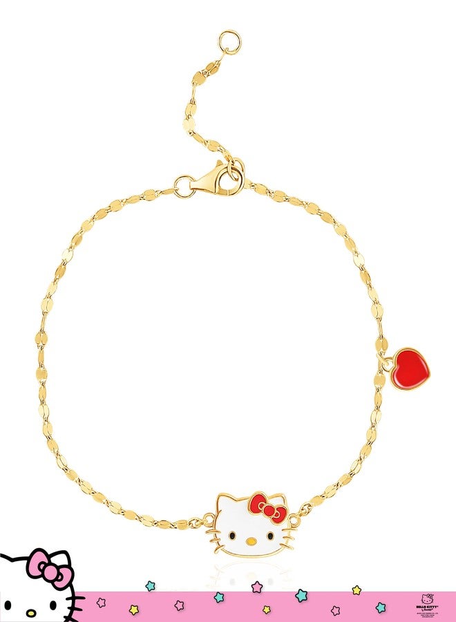 هالو كيتي سوار هيلو كيتي نسائي من سانريو، مرخص رسميًا، بطول 6.5 بوصة + 1 بوصة، مطلي بالذهب. - Image 4