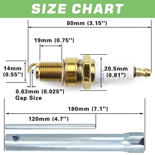 GREPSPUD 4pcs F7TC Spark Plugs GX120 GX160 GX200 GX240 GX270 GX340 GX390 Sparkplugs with Wrench for 4-Stroke Engine Generator Lawnmower Chainsaw Tractor Water Pump Rototiller Go Kart Mini Bike - Image 5