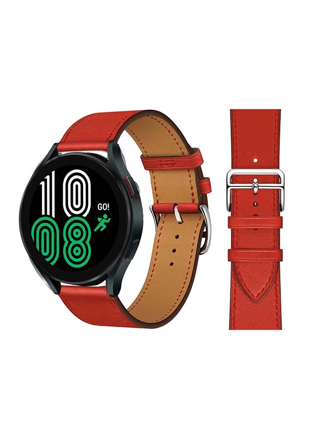 Perfii Genuine Leather Replacement Band for Samsung Galaxy Watch4 42/46mm Supreme Red - Image 1