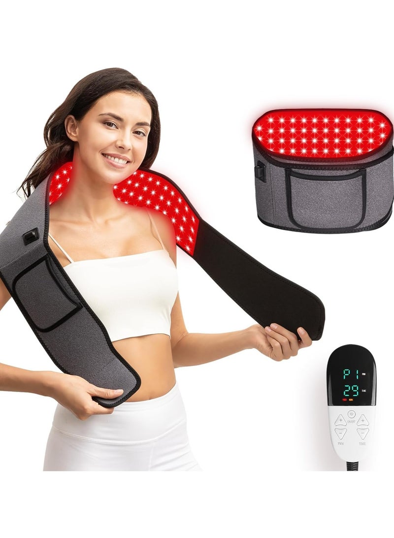 Ru syanl Red Light Therapy Wrap Belt for Body Men and Women Gift 100 LEDs 5 Gears 9 Timers Remote Control 660nm and 850nm Infrared Light Therapy for Back Waist Muscle Pain Relief  - Image 1