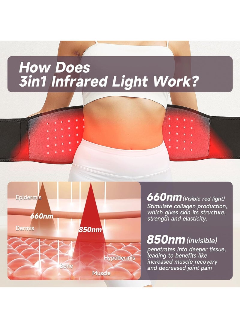 Ru syanl Red Light Therapy Wrap Belt for Body Men and Women Gift 100 LEDs 5 Gears 9 Timers Remote Control 660nm and 850nm Infrared Light Therapy for Back Waist Muscle Pain Relief  - Image 3