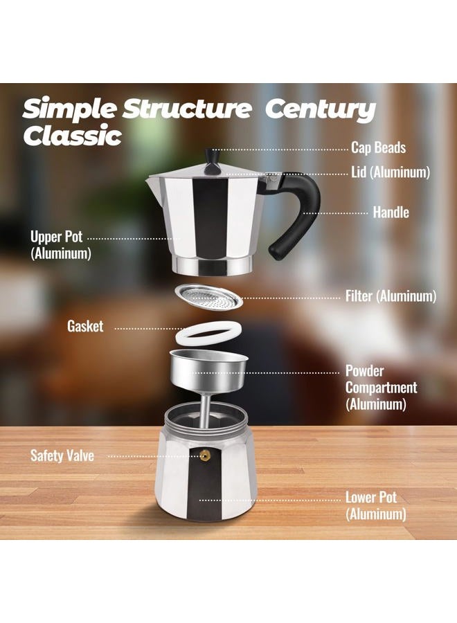 Vaolvpant 14 Cup Aluminum Moka Pot Classic Stovetop Espresso Coffee Maker 700ml 23oz Coffeemaker Percolator Mocha Pot Greca Coffee Maker Cafe Makers for Italian and Cuban Café Brewing Silver - Image 3