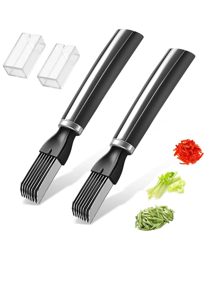 Y&D 2PCS Onion Shredder Multifunction Stainless Steel Vegetable Cutter Scallion Slicer Shred for Quick and Even Cutting Kitchen Cooking Gadget Green Cucumber Kiwi Potato  - Image 1