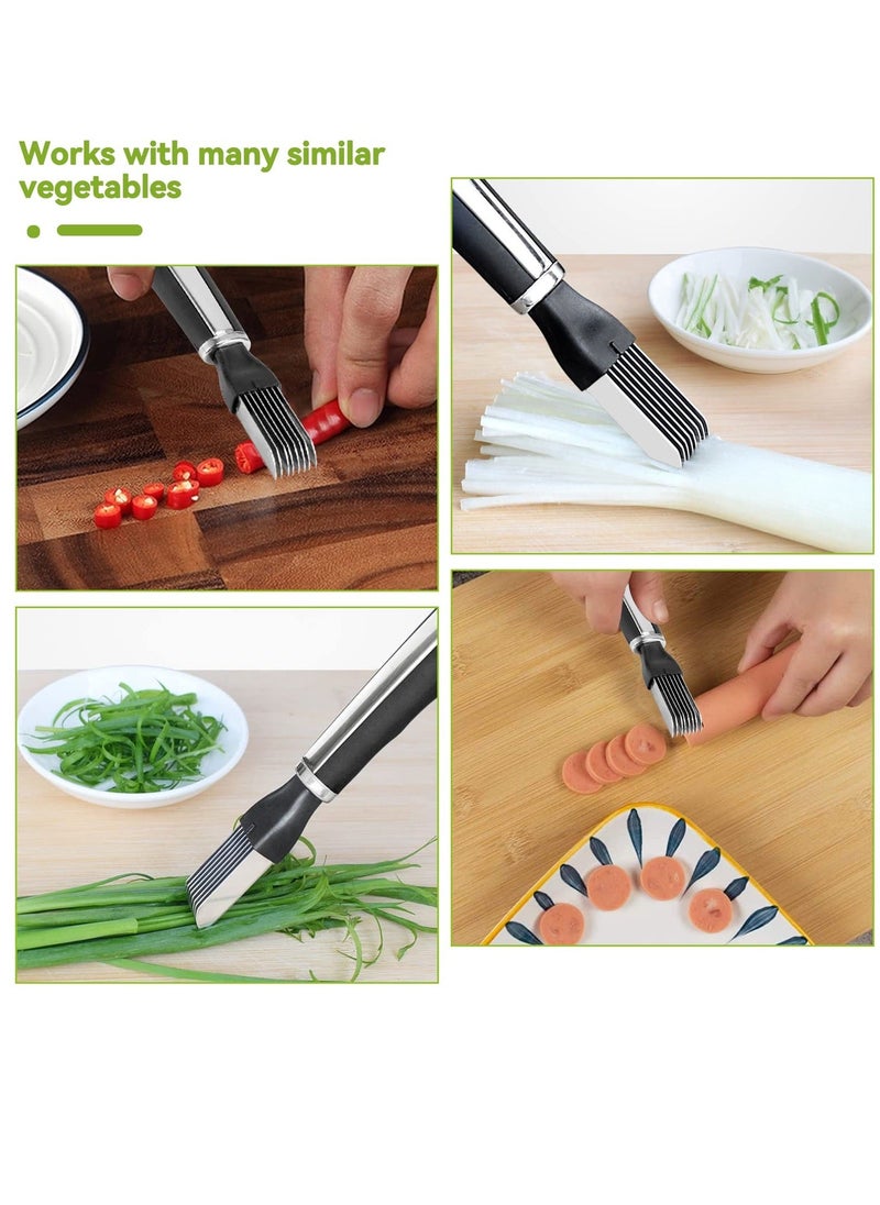 Y&D 2PCS Onion Shredder Multifunction Stainless Steel Vegetable Cutter Scallion Slicer Shred for Quick and Even Cutting Kitchen Cooking Gadget Green Cucumber Kiwi Potato  - Image 5