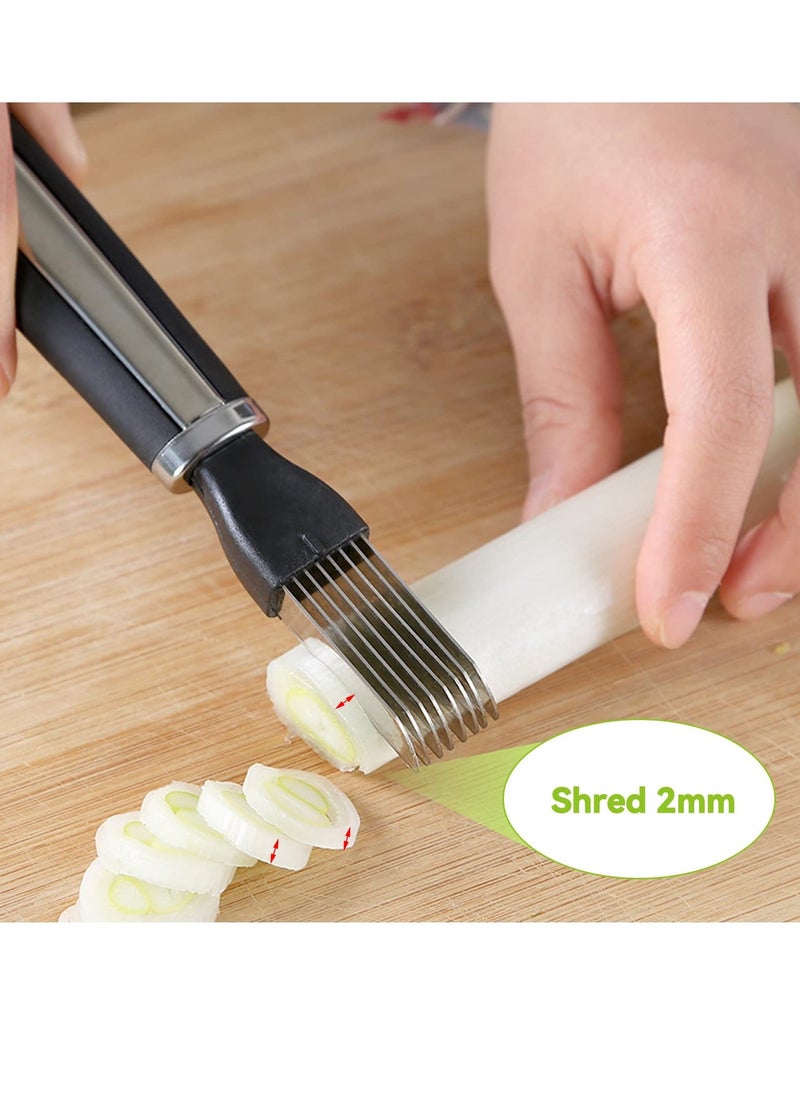 Y&D 2PCS Onion Shredder Multifunction Stainless Steel Vegetable Cutter Scallion Slicer Shred for Quick and Even Cutting Kitchen Cooking Gadget Green Cucumber Kiwi Potato  - Image 2