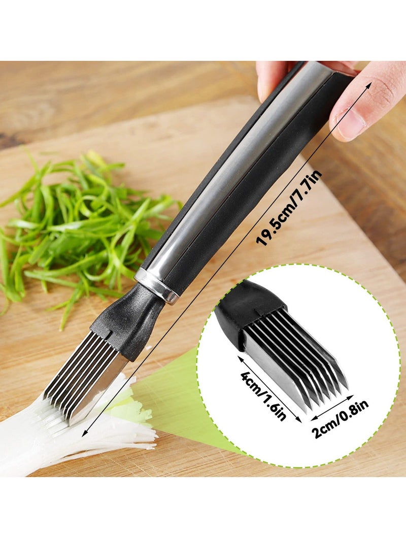2PCS Onion Shredder Multifunction Stainless Steel Vegetable Cutter Scallion Slicer Shred for Quick and Even Cutting Kitchen Cooking Gadget Green Cucumber Kiwi Potato