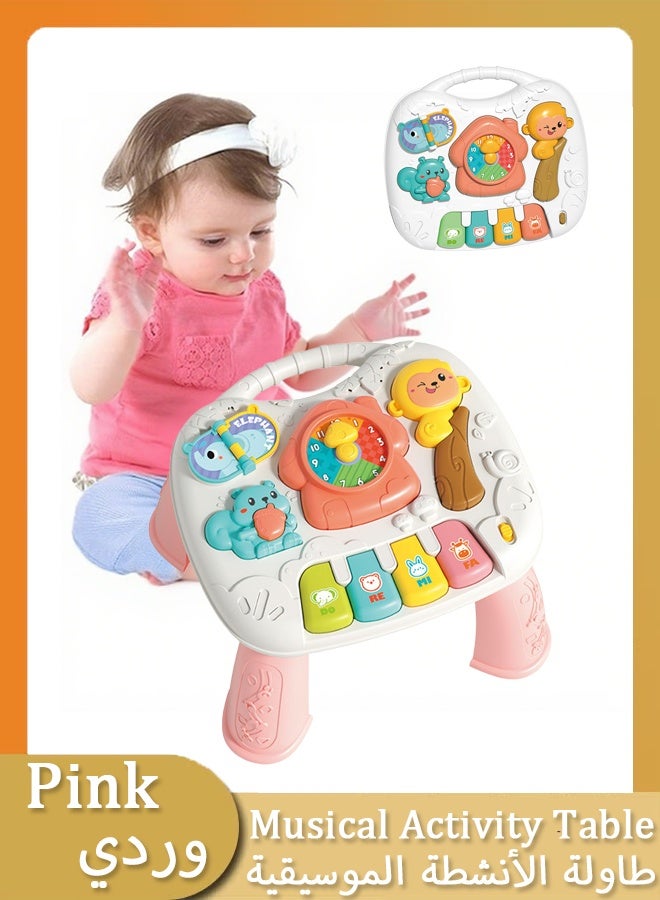 Vinnatsu Baby Toys for 1 Years, Musical Activity Table for 1 Year Old Boys Girls Gifts, Toddler Infant Toys, 25cm W x 25cm L x 21 cm H，Pink - Image 1