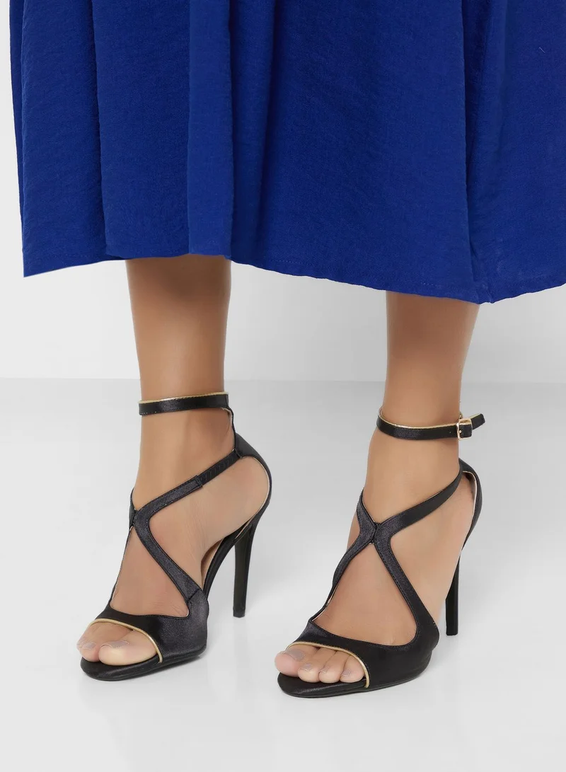 Khizana V Detail Metallic Trim Ankle Strap Sandal