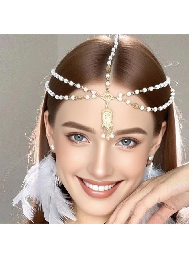 كانجلي راس خيط لؤلؤة وحدة، إكسسوار شعر نسائي ستيل بوهيمي، طاقية لمهرجان، إكسسوار شعر للعيالات - Image 2