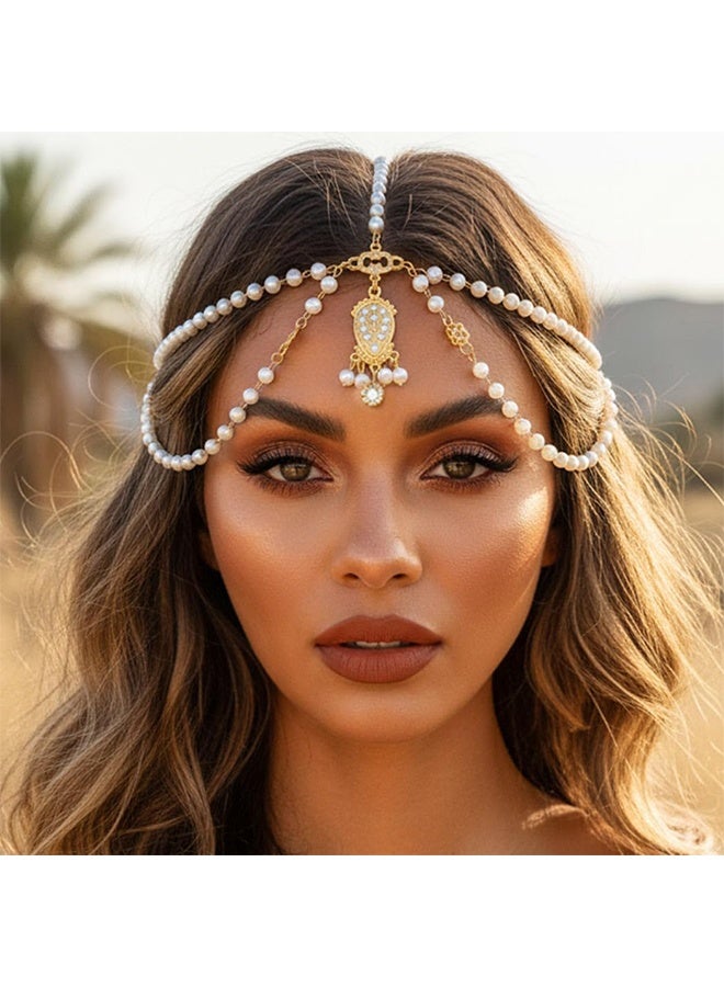 كانجلي راس خيط لؤلؤة وحدة، إكسسوار شعر نسائي ستيل بوهيمي، طاقية لمهرجان، إكسسوار شعر للعيالات - Image 3