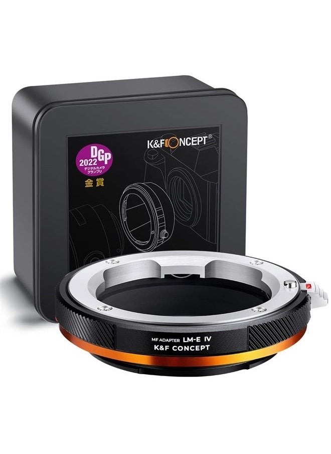 K&F Concept - IV PRO L/M-E Lens Mount Adapter with Aperture Control Ring, Compatible with Leica M Series Lens to Sony-E NEX Mount Camera Body with Matting Varnish Design - Image 1