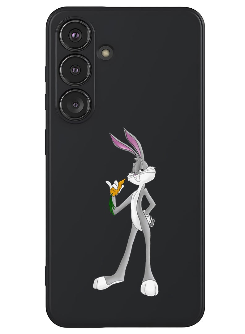 Theodor Protective Slim Fit Case Liquid Silicone Cover with Full Body Protection Anti-Scratch Shockproof Case For Samsung Galaxy S25 Plus (Black) - rabbit (2) - Image 1