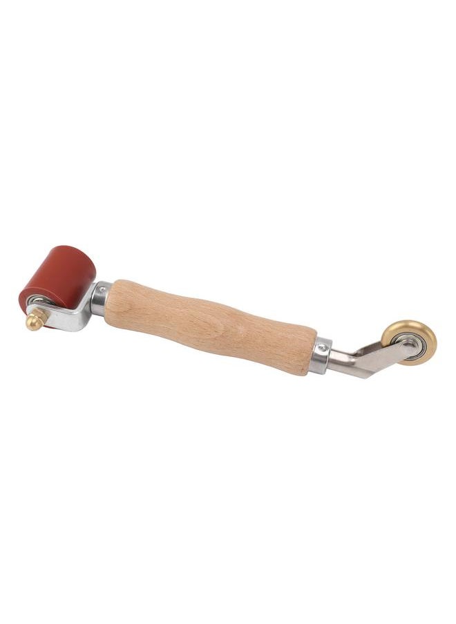 Thoraya - 40mm Silicone Seam Roller Dual Use Brass Wheel Wood Handle Wallpaper Flat Seam Roller for PVC TPO Welding Red - Image 1