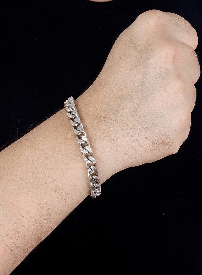 Dankadi Men 925 Sterling Silver Solid Miami Cuban Link Chain Bracelet -10MM - 12MM- Curb Cuban Bangle 7" 7.5" 8" 8.5" 9" 9.5"10" Thick Big Link Man Teen Boys Jewelry Gift, 25.40 cm, no gemstone - Image 2