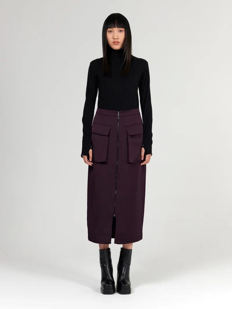 Front-Zip Cargo Skirt