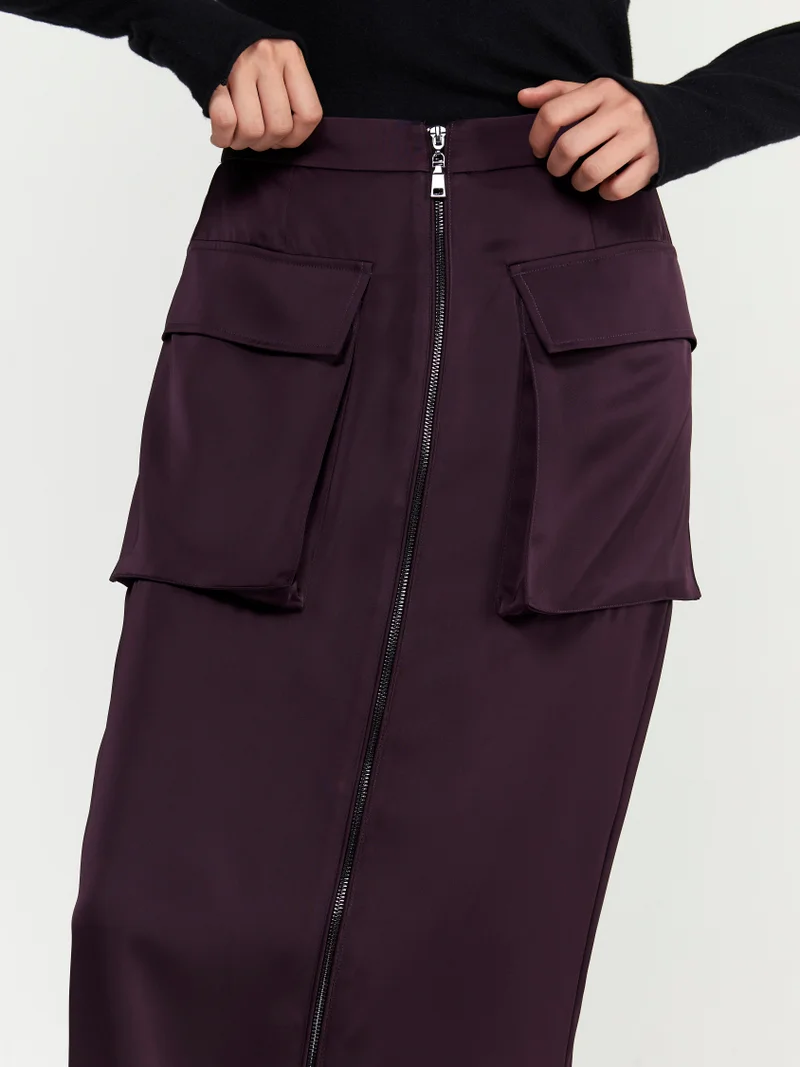 ليم تنورة مزودة بجيوب مع سحاب أمامي