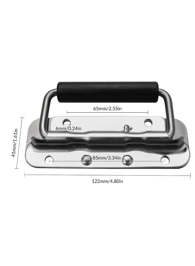 Spring Loaded Pull Handles, Surface Mount Chest Handle with Rubber Grip Handmade Chest Trunk Lifter Handle Pull Heavy Duty Hardware for Chests Trunks Crates Storage Boxes(2 Pack)  - Image 3
