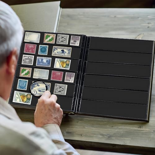 Cindeer 20 Sheets Stamp Pages Collector Stamp Collecting Album Binder Standard 9 Hole Binder Sleeves for Stamps Collecting Supplies(6 Rows) - Image 5