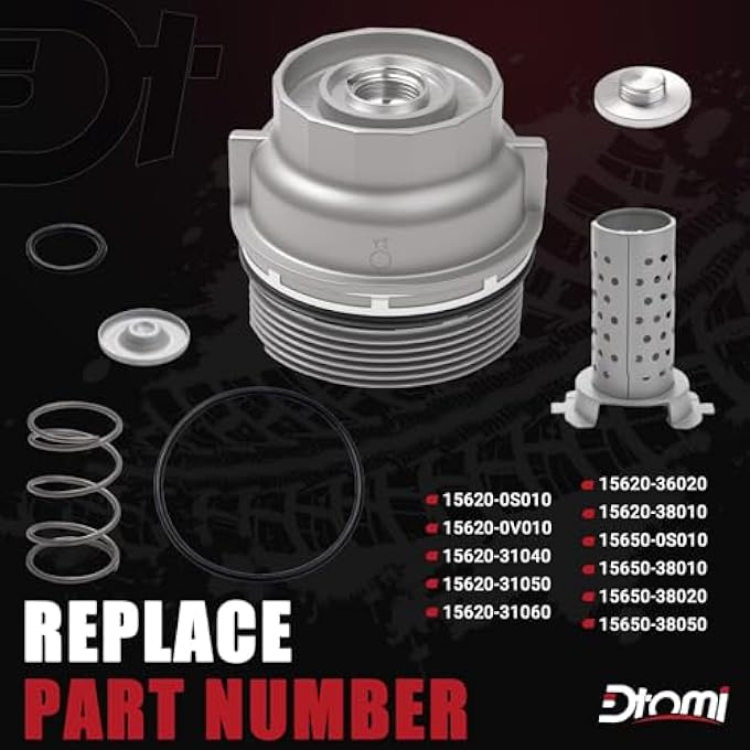 Dtomi Engine Oil Filter Cap Assembly Kit Compatible with Toyota Lexus Vehicle 20052021 Camry Tundra RAV4 4Runner Tacoma Highlander Sienna Venza Avalon Fj Cruiser Replace 1562031060 1564331050 - Image 4