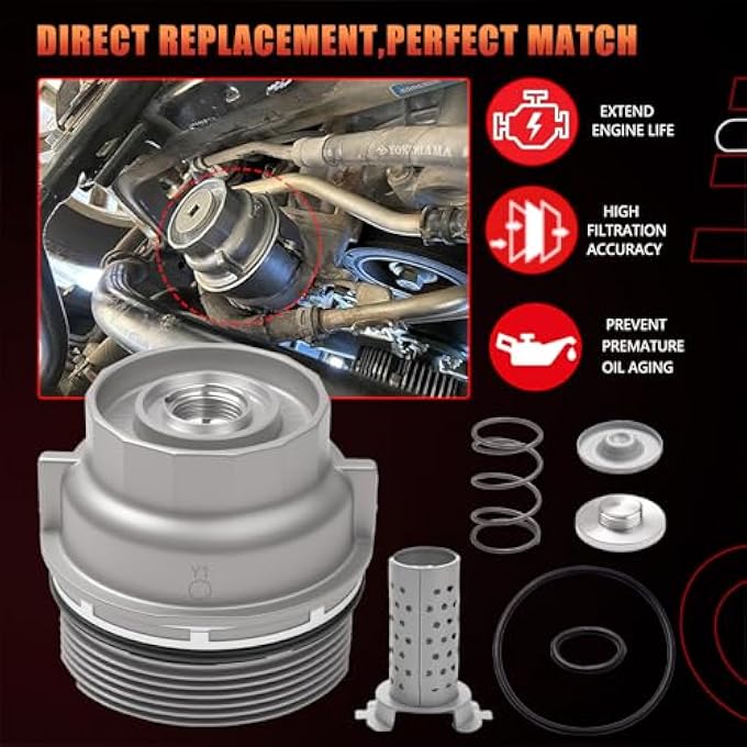 Dtomi Engine Oil Filter Cap Assembly Kit Compatible with Toyota Lexus Vehicle 20052021 Camry Tundra RAV4 4Runner Tacoma Highlander Sienna Venza Avalon Fj Cruiser Replace 1562031060 1564331050 - Image 5
