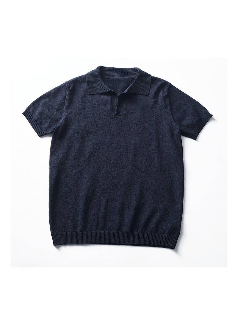 Men’s Knitted Polo T-Shirt – Summer Comfort with Anti-Bacterial Freshness