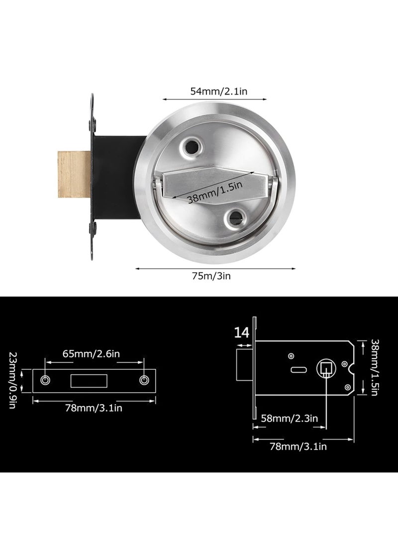 SYOSI SYOSI Security Door Lock, Passage Door Knobs Lockset, Round Pocket Door Lock, Stainless Steel Sliding Door Lock, Invisible Recessed Lock for Bathroom, Bedroom, Storeroom, Privacy door (Silver)  - Image 3