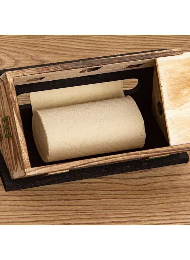 علبة مناديل خشبية بتصميم منزل عتيق، موزع مناديل مستطيل، غطاء ورقي، ديكور منزلي، مناسب للحمام، غرفة المعيشة، المكتب، المطبخ - Image 2