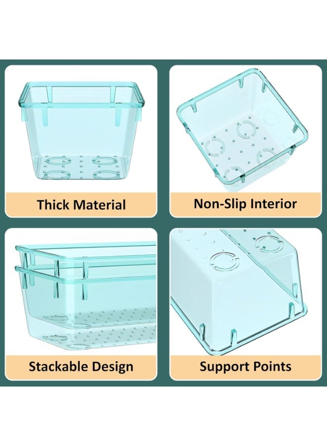 16 PCS Clear sky blue  Plastic Drawer Organizer Set – 4 Sizes Desk Dividers Perfect As Makeup Organizer, Jewelry Organizer, Gadgets in Kitchen, Bedroom, Bathroom, and Office - Image 4
