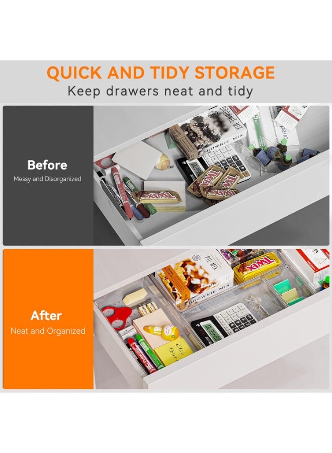 16 PCS Plastic Drawer Organizer Set – 4 Sizes Desk Dividers Perfect As Makeup Organizer, Jewelry Organizer, Gadgets in Kitchen, Bedroom, Bathroom, and Office - Image 3