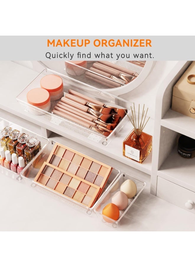 16 PCS Plastic Drawer Organizer Set – 4 Sizes Desk Dividers Perfect As Makeup Organizer, Jewelry Organizer, Gadgets in Kitchen, Bedroom, Bathroom, and Office - Image 2