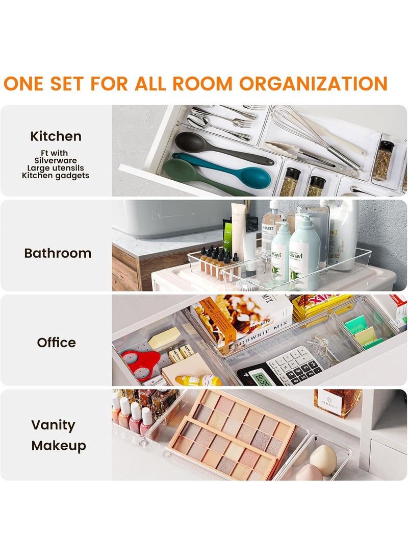 16 PCS Plastic Drawer Organizer Set – 4 Sizes Desk Dividers Perfect As Makeup Organizer, Jewelry Organizer, Gadgets in Kitchen, Bedroom, Bathroom, and Office - Image 5