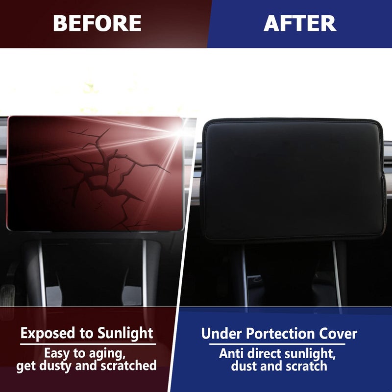 XTAUTO Screen Protector Cover Compatible with Tesla Model 3 Model Y Center Console Display Cover Folding Sun Shade Sleeve Screen Protection from Scratch, Dust, Heat Tesla Interior Accessories (Black) - Image 3