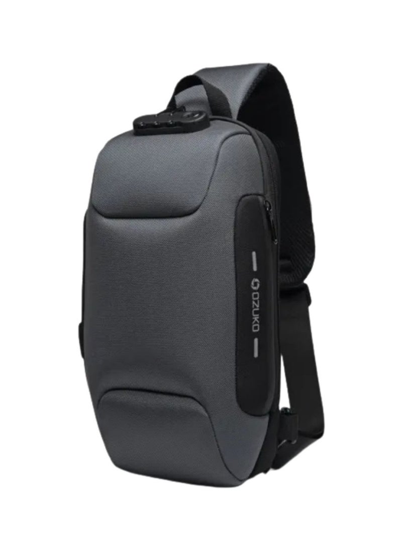 OZUKO حقيبة ظهر كتف مضادة للسرقة للرجال مع منفذ USB وتفاصيل عاكسة، حقيبة حمل يومية، متوسطة، رمادية، 9223 - Image 1