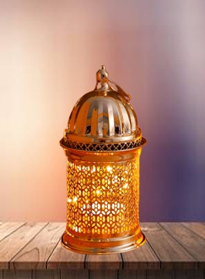 fashionhome Eid And Ramadan Hollow Music Gold Copper Candlestick Lighting Dome Lamp Muslim Home Decoration  - Image 1