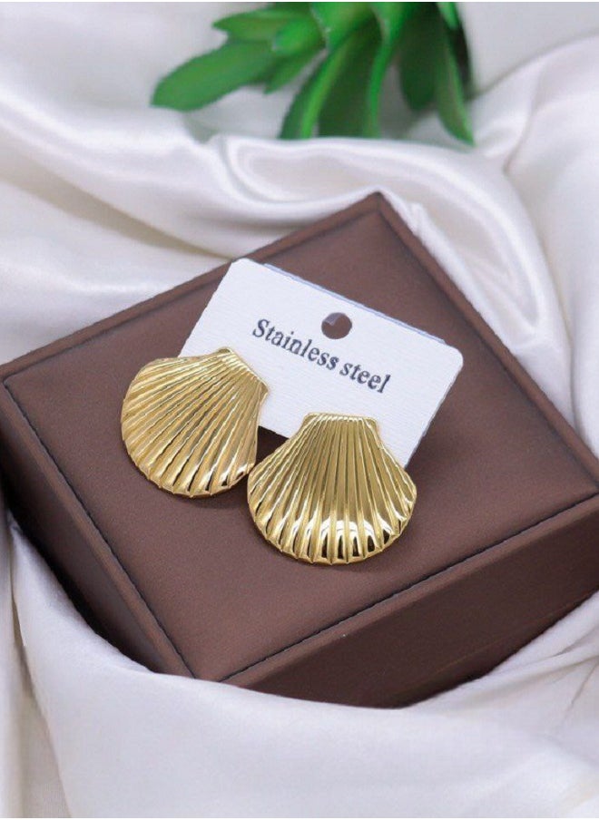 MANIKAN - Women's Earrings with Shell Design in Stainless Steel - Image 1