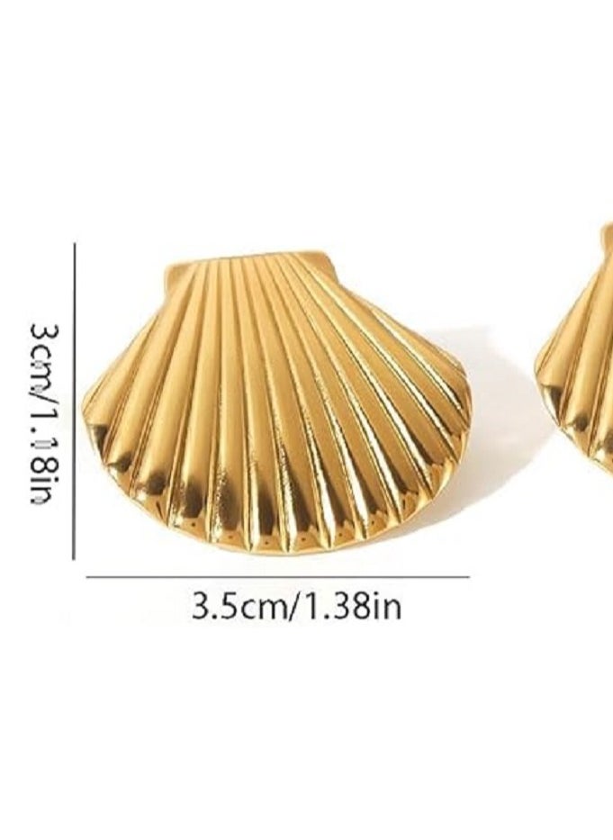MANIKAN - Women's Earrings with Shell Design in Stainless Steel - Image 1