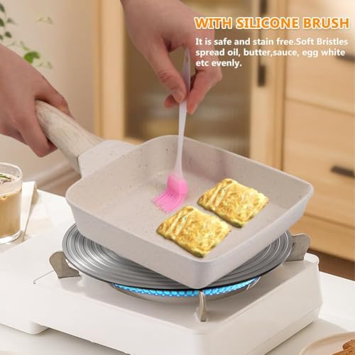 4tens Japanese Omelette Pan Non-Stick Tamagoyaki Breakfast Pan Rectangular | Omelette & Sandwich Frying Pans | Induction Base | Wooden Handle | Mini Kitchen Fry Pans - Image 3