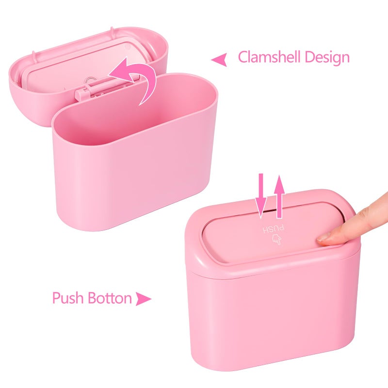 NBTEPEM Pink Car Trash Can with Lid - 2 Pack, Mini Auto Garbage Can with 60 Trash Bags, Leakproof Automotive Garbage Container Bin, Multipurpose Organizers and Storage for Car, Home, Office (Pink) - Image 4